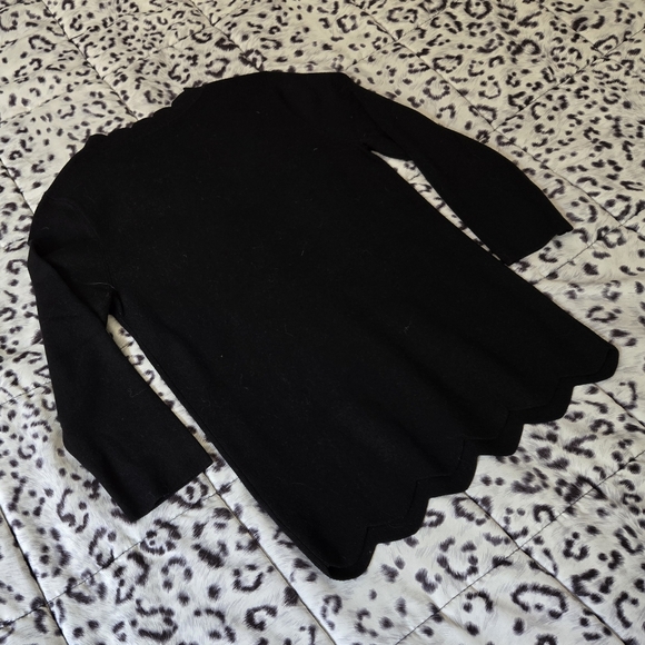 Halogen Black Scalloped Hem 3/4 Sleeve Sweater Sz S - Picture 9 of 13